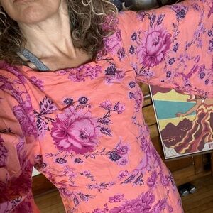 Free People Pink Floral Maxi Dress gorgeous colors size 8